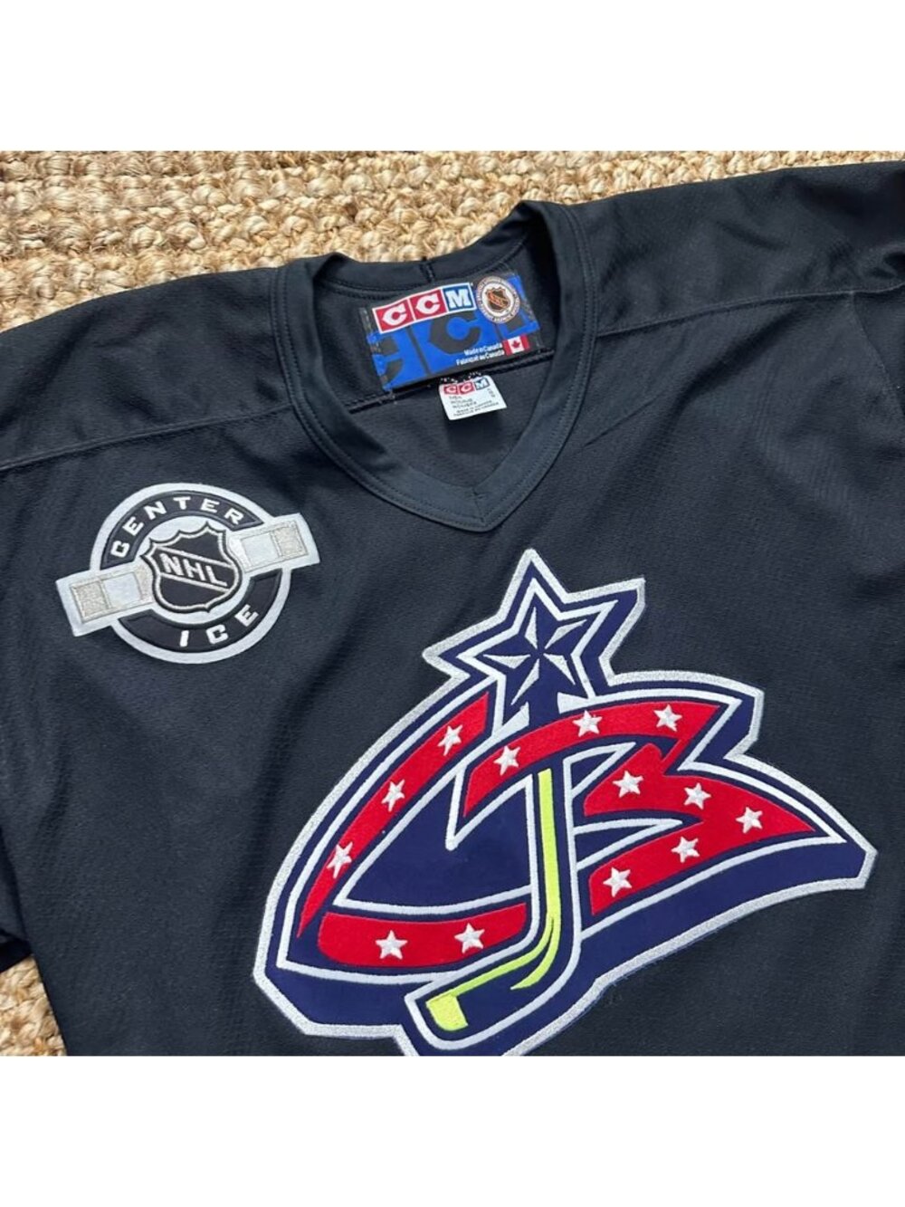 Vintage CCM Center Ice Columbus Blue Jackets NHL Hockey Jersey Black Size Large